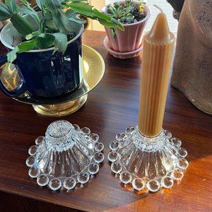 Set of Two Glass Bubble Candleholders